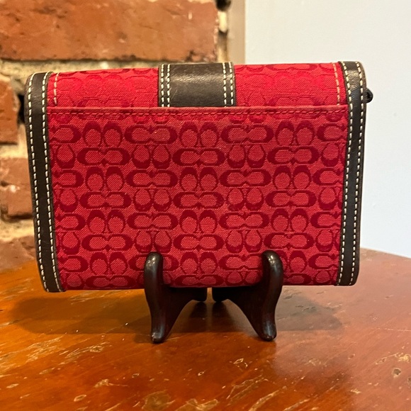 Coach Red Signature Soho Buckle Wallet Rare Colorway Leather Trim Vintage Y2K - Picture 5 of 16